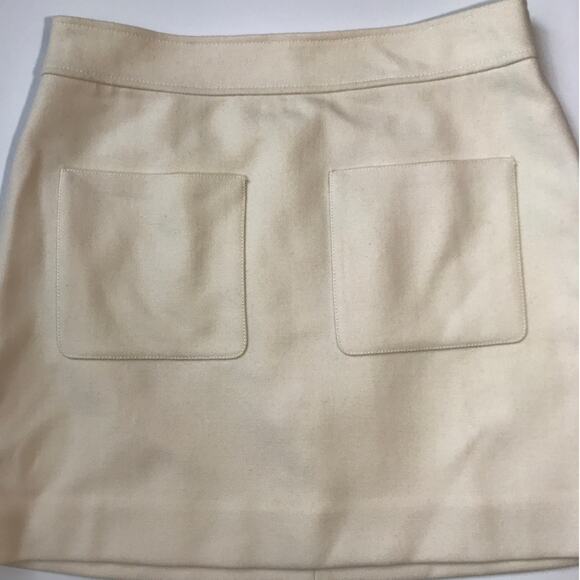 J. Crew Beige Wool Mini Skirt 10P Front Pockets - Picture 2 of 7